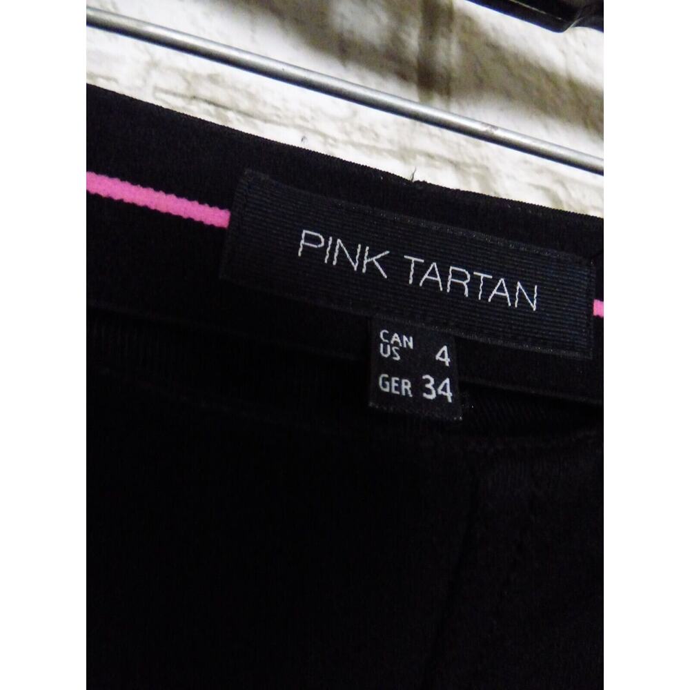 $300 Pink Tartan Black Structured Knit Seamed Trouser Pants Split Hem 4 NEW - Picture 13 of 16